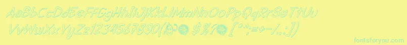 DhfSemangat2012ShadowItalicDemo Font – Green Fonts on Yellow Background