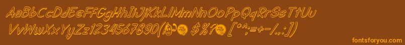 DhfSemangat2012ShadowItalicDemo Font – Orange Fonts on Brown Background