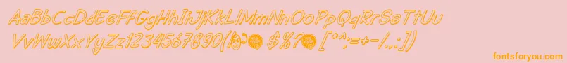 DhfSemangat2012ShadowItalicDemo Font – Orange Fonts on Pink Background