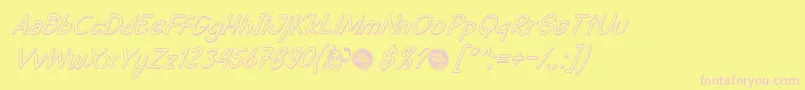 DhfSemangat2012ShadowItalicDemo Font – Pink Fonts on Yellow Background