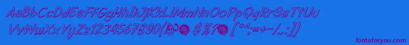 DhfSemangat2012ShadowItalicDemo Font – Purple Fonts on Blue Background