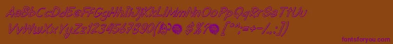 DhfSemangat2012ShadowItalicDemo Font – Purple Fonts on Brown Background