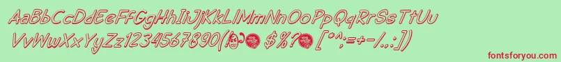 DhfSemangat2012ShadowItalicDemo Font – Red Fonts on Green Background