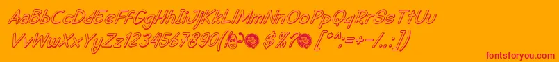 DhfSemangat2012ShadowItalicDemo Font – Red Fonts on Orange Background