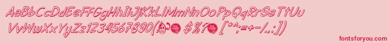 DhfSemangat2012ShadowItalicDemo-Schriftart – Rote Schriften auf rosa Hintergrund