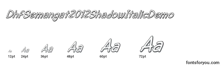 Размеры шрифта DhfSemangat2012ShadowItalicDemo