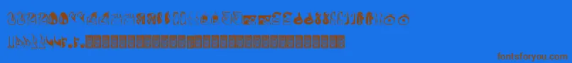 Formes-Schriftart – Braune Schriften auf blauem Hintergrund