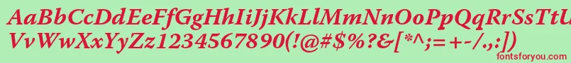 WarnockproBolditcapt Font – Red Fonts on Green Background