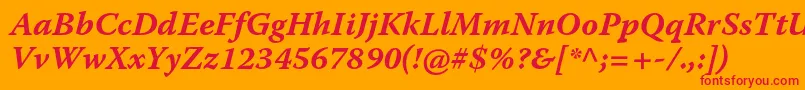 フォントWarnockproBolditcapt – オレンジの背景に赤い文字