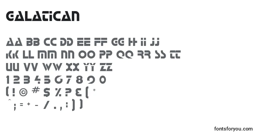 Schriftart Galatican – Alphabet, Zahlen, spezielle Symbole