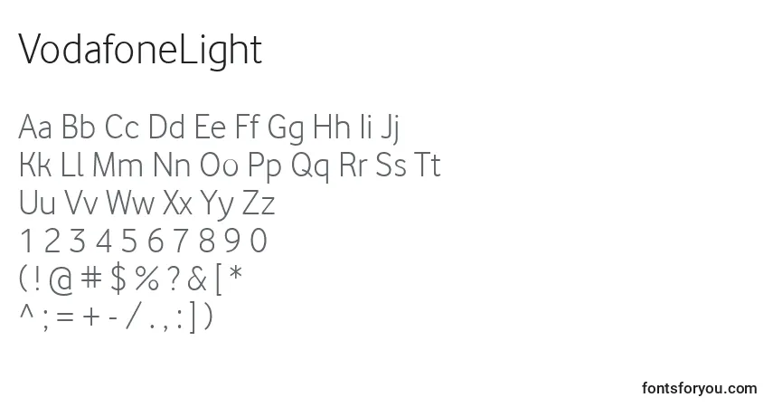 VodafoneLight-fontti – aakkoset, numerot, erikoismerkit