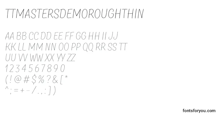 Czcionka TtMastersDemoRoughThin – alfabet, cyfry, specjalne znaki