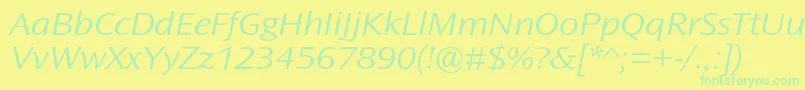 フォントOceansansstdLightextita – 黄色い背景に緑の文字