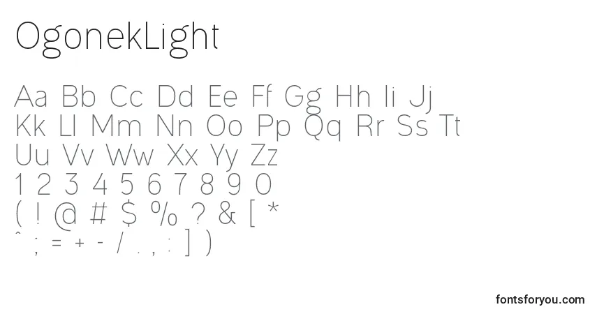 Fuente OgonekLight - alfabeto, números, caracteres especiales