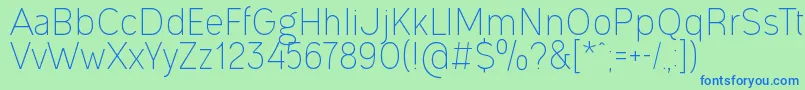 OgonekLight Font – Blue Fonts on Green Background