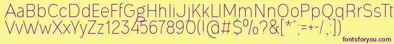 OgonekLight-Schriftart – Violette Schriften auf gelbem Hintergrund