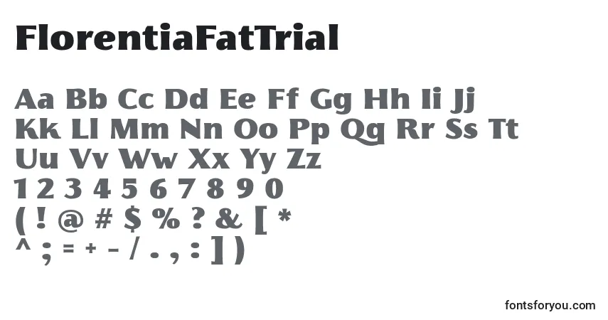 A fonte FlorentiaFatTrial – alfabeto, números, caracteres especiais