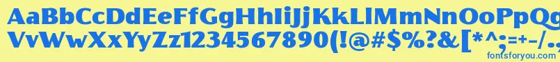 フォントFlorentiaFatTrial – 青い文字が黄色の背景にあります。