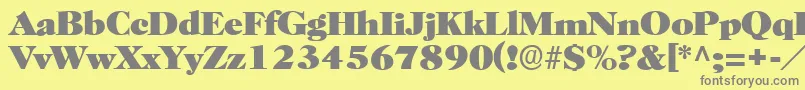 フォントBroadviewRegular – 黄色の背景に灰色の文字