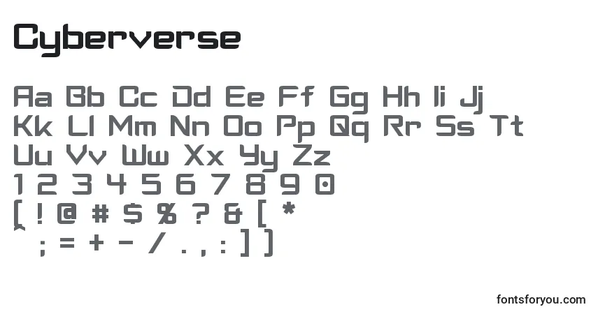 Schriftart Cyberverse – Alphabet, Zahlen, spezielle Symbole