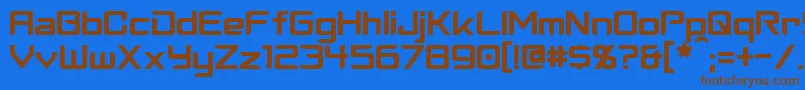 フォントCyberverse – 茶色の文字が青い背景にあります。