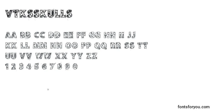 characters of vtksskulls font, letter of vtksskulls font, alphabet of  vtksskulls font