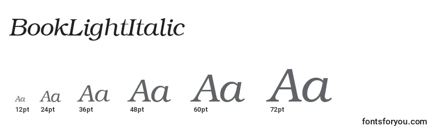 sizes of booklightitalic font, booklightitalic sizes
