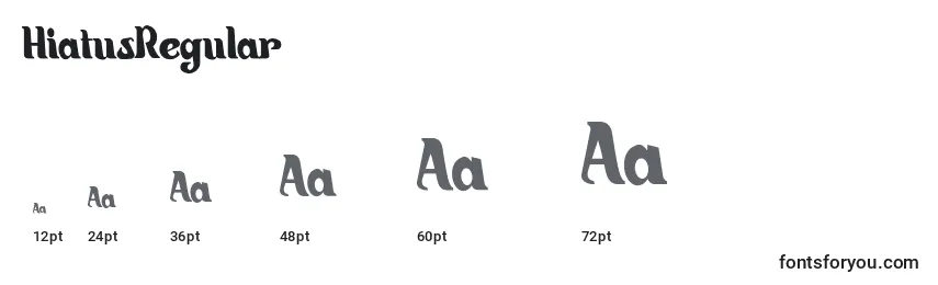 sizes of hiatusregular font, hiatusregular sizes