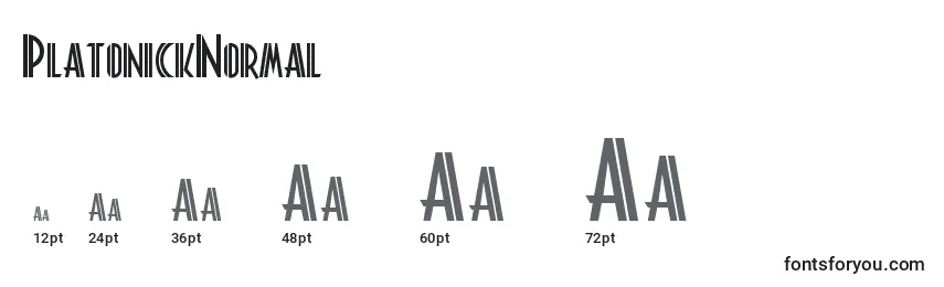 sizes of platonicknormal font, platonicknormal sizes
