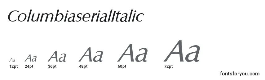 sizes of columbiaserialitalic font, columbiaserialitalic sizes