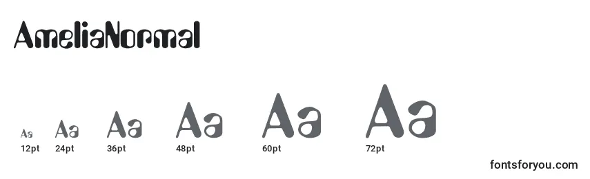 sizes of amelianormal font, amelianormal sizes
