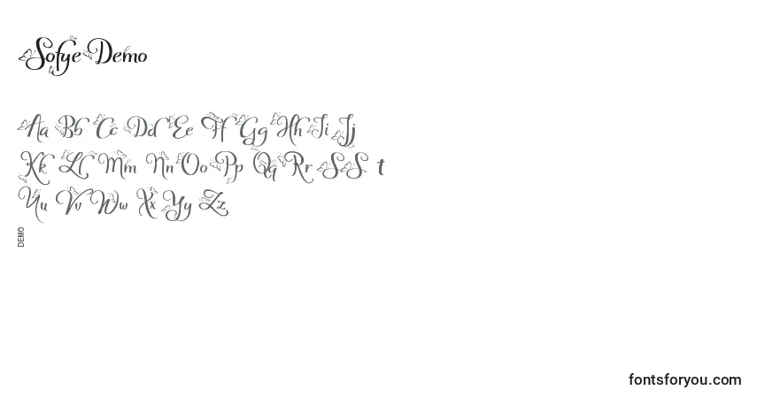 characters of sofyedemo font, letter of sofyedemo font, alphabet of  sofyedemo font