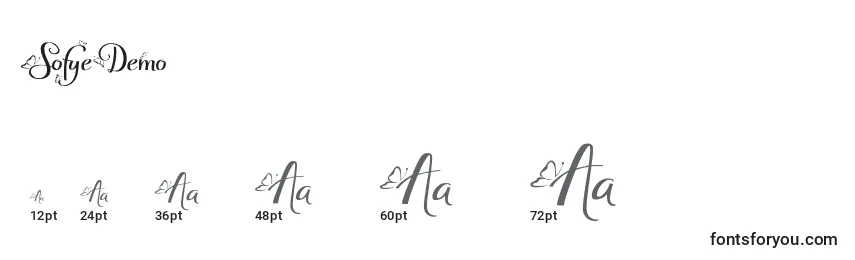 sizes of sofyedemo font, sofyedemo sizes