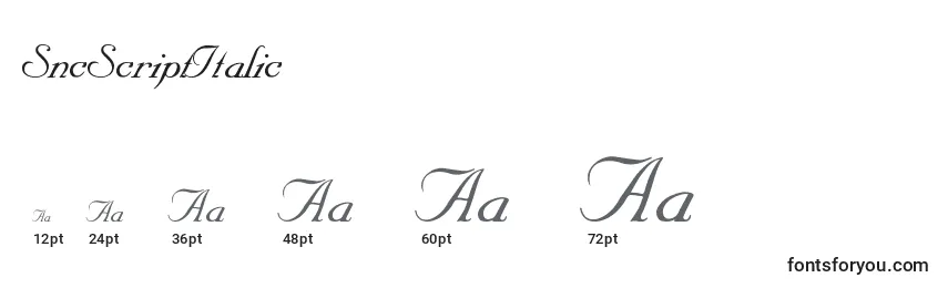 sizes of sncscriptitalic font, sncscriptitalic sizes