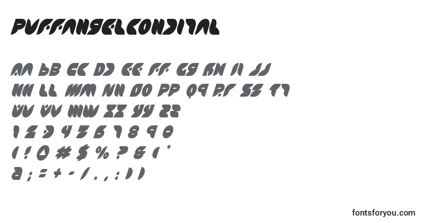 characters of puffangelcondital font, letter of puffangelcondital font, alphabet of  puffangelcondital font