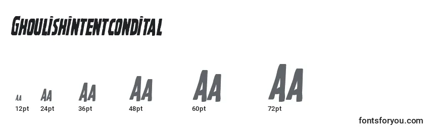 sizes of ghoulishintentcondital font, ghoulishintentcondital sizes