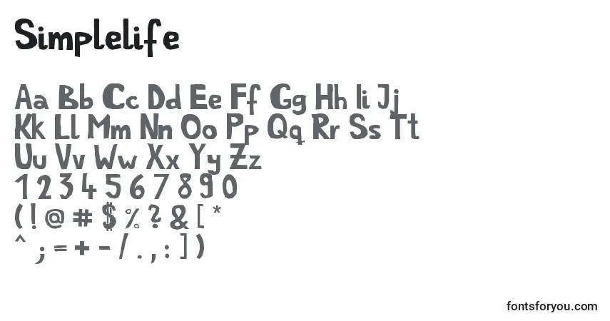 characters of simplelife font, letter of simplelife font, alphabet of  simplelife font