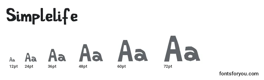 sizes of simplelife font, simplelife sizes
