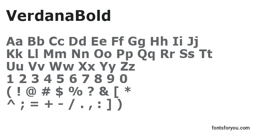 characters of verdanabold font, letter of verdanabold font, alphabet of  verdanabold font