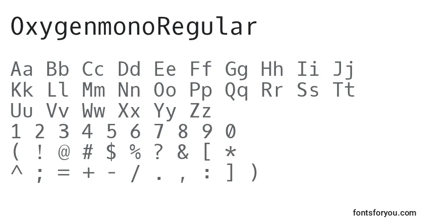 characters of oxygenmonoregular font, letter of oxygenmonoregular font, alphabet of  oxygenmonoregular font