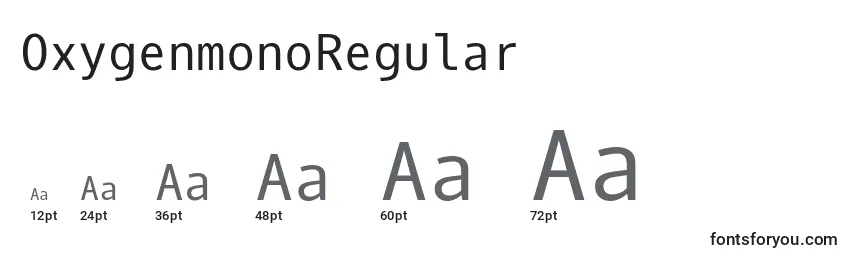 sizes of oxygenmonoregular font, oxygenmonoregular sizes