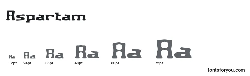 sizes of aspartam font, aspartam sizes