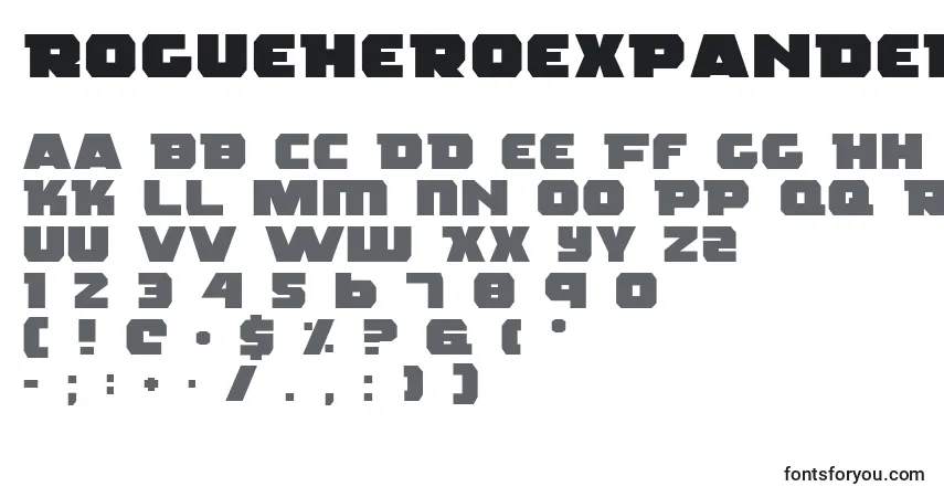 characters of rogueheroexpanded font, letter of rogueheroexpanded font, alphabet of  rogueheroexpanded font