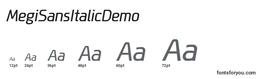 sizes of megisansitalicdemo font, megisansitalicdemo sizes