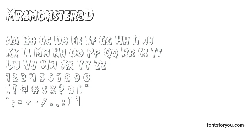 characters of mrsmonster3d font, letter of mrsmonster3d font, alphabet of  mrsmonster3d font