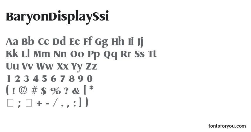 characters of baryondisplayssi font, letter of baryondisplayssi font, alphabet of  baryondisplayssi font
