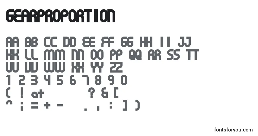 characters of gearproportion font, letter of gearproportion font, alphabet of  gearproportion font