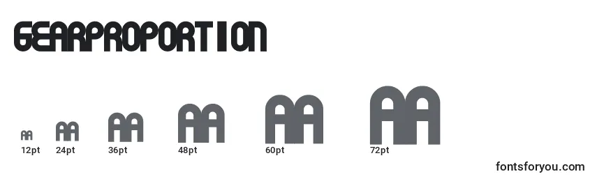 sizes of gearproportion font, gearproportion sizes