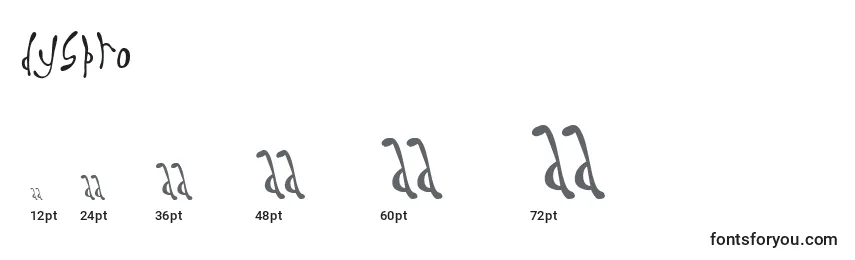 sizes of dyspro font, dyspro sizes