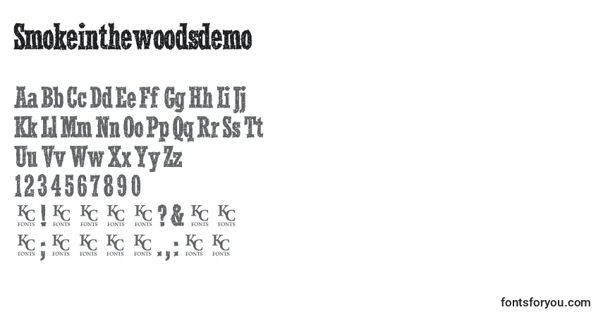 characters of smokeinthewoodsdemo font, letter of smokeinthewoodsdemo font, alphabet of  smokeinthewoodsdemo font